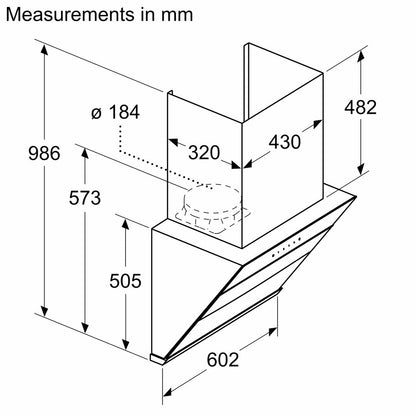 Bosch DWKF68G60I 60cm Wall Mounted Chimney with 950 CMH Suction, Filterless Auto-Clean Technology & Touch Control Panel (Black Glass Finish)