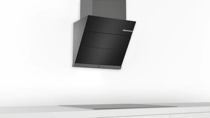 Bosch DWKF68G60I 60cm Wall Mounted Chimney with 950 CMH Suction, Filterless Auto-Clean Technology & Touch Control Panel (Black Glass Finish)
