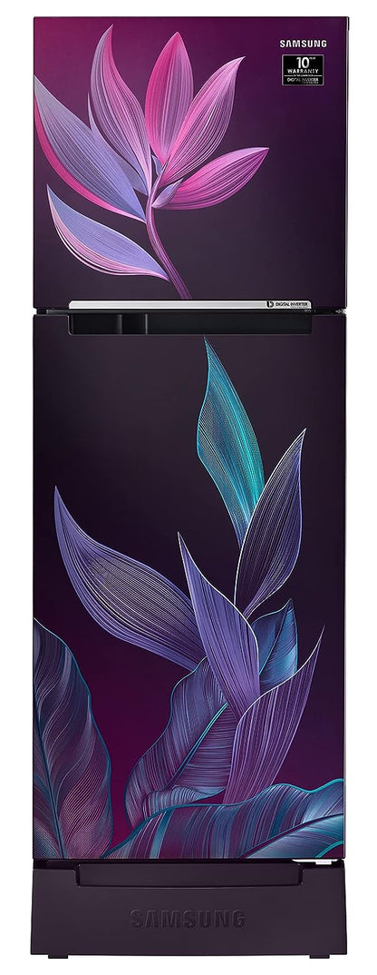 Samsung RT28C31429R/HL 236L 2 Star Inverter Frost-Free Double Door Refrigerator (Paradise Bloom Purple) Base Stand Drawer