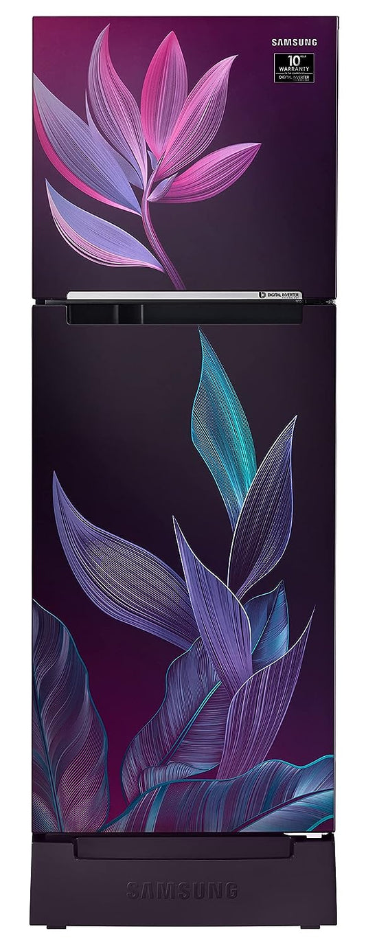 Samsung RT28C31429R/HL 236L 2 Star Inverter Frost-Free Double Door Refrigerator (Paradise Bloom Purple) Base Stand Drawer