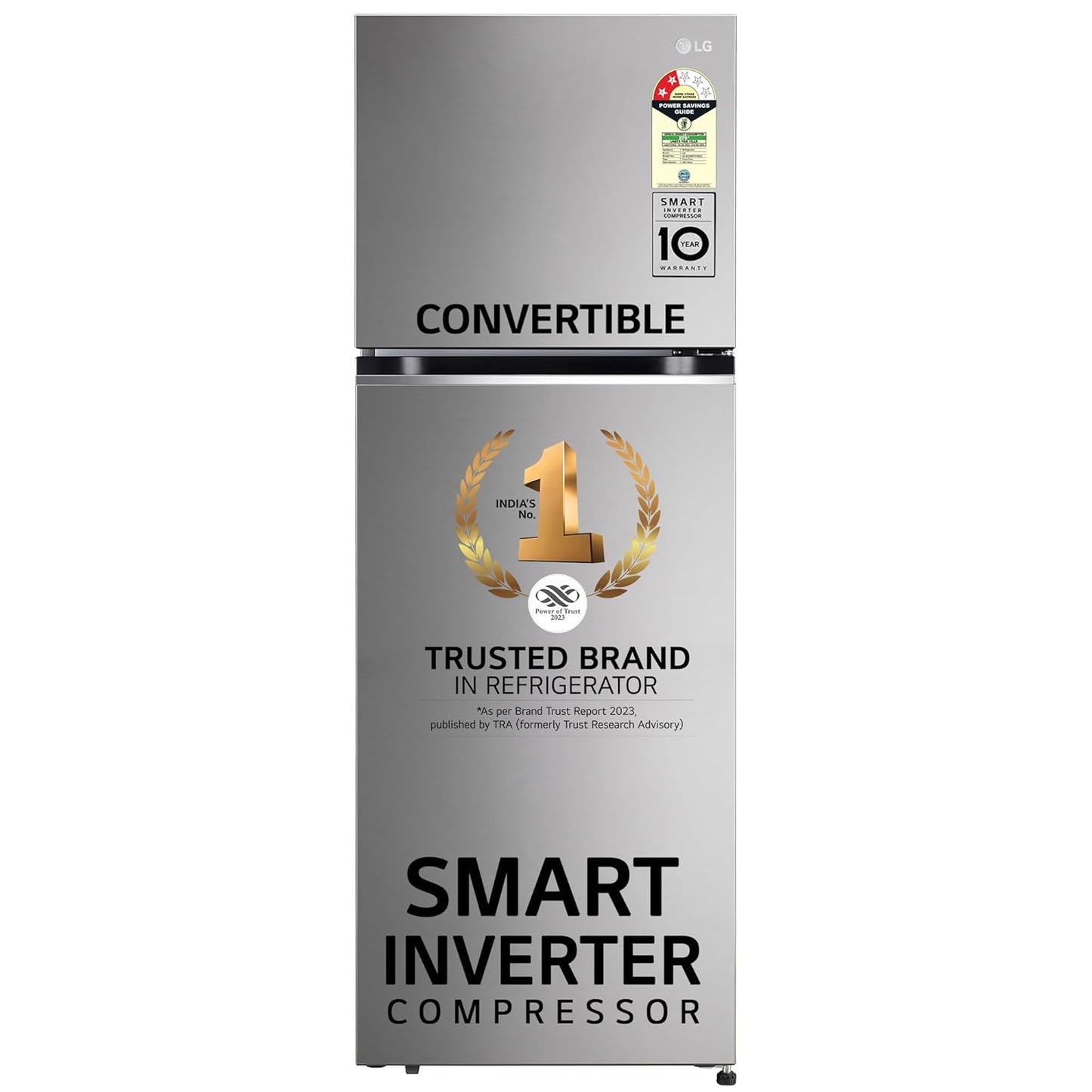 LG GL-S342SPZY 322L 2 Star Frost-Free Double Door Refrigerator | Convertible | Smart Inverter Compressor | Multi Air Flow | Shiny Steel