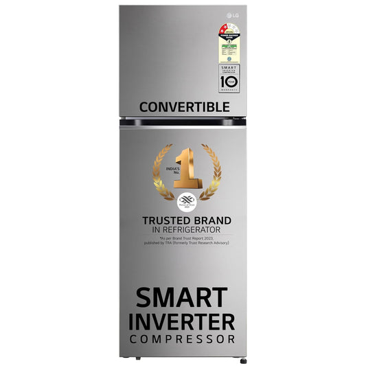 LG GL-S342SPZY 322L 2 Star Frost-Free Double Door Refrigerator | Convertible | Smart Inverter Compressor | Multi Air Flow | Shiny Steel