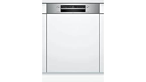 Bosch SMI4IVS00I Serie 4 60 cm Semi-Integrated In-Built Dishwasher (Stainless Steel, Home Connect, Extra Dry, IntensiveZone, Made in Turkey)