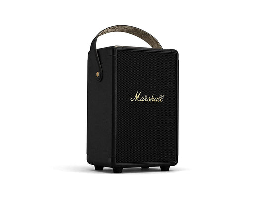 Marshall Tufton 80W Bluetooth Portable Speaker (Black & Brass) | 20+ Hours Battery, IPX2 Water Resistant, Multi-Directional Sound