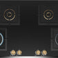 Bosch PNF9B6G20I Built in Gas Hob Black Tempered glass Glass 4 Burner Auto Ignition 90 cm Full Brass 3D Ring Burners with Matt Black Heat Shields & Cast Iron pan supports