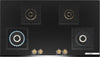 Bosch PNF9B6G20I Built in Gas Hob Black Tempered glass Glass 4 Burner Auto Ignition 90 cm Full Brass 3D Ring Burners with Matt Black Heat Shields & Cast Iron pan supports