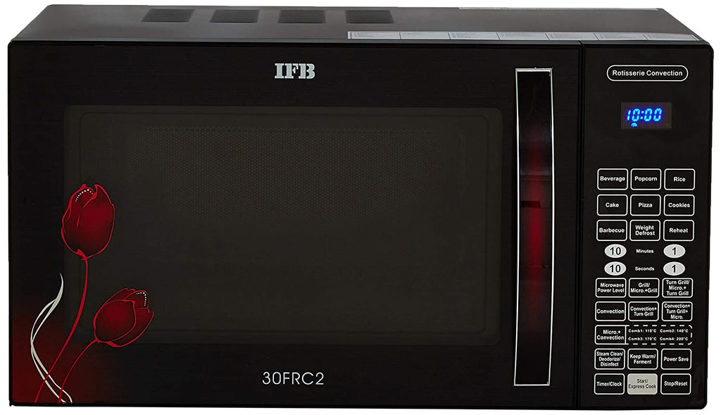IFB 30FRC2 30 L Convection Microwave Oven (Black, Floral Design, Rotisserie, 101 Auto Cook Menus, Steam Clean, 3-Year Magnetron Warranty)