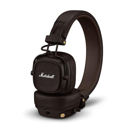 Marshall Major V Wireless On-Ear Headphones (Brown) – 100+ Hours Playtime, Bluetooth, Wireless Charging, Foldable Design, M-Button Control