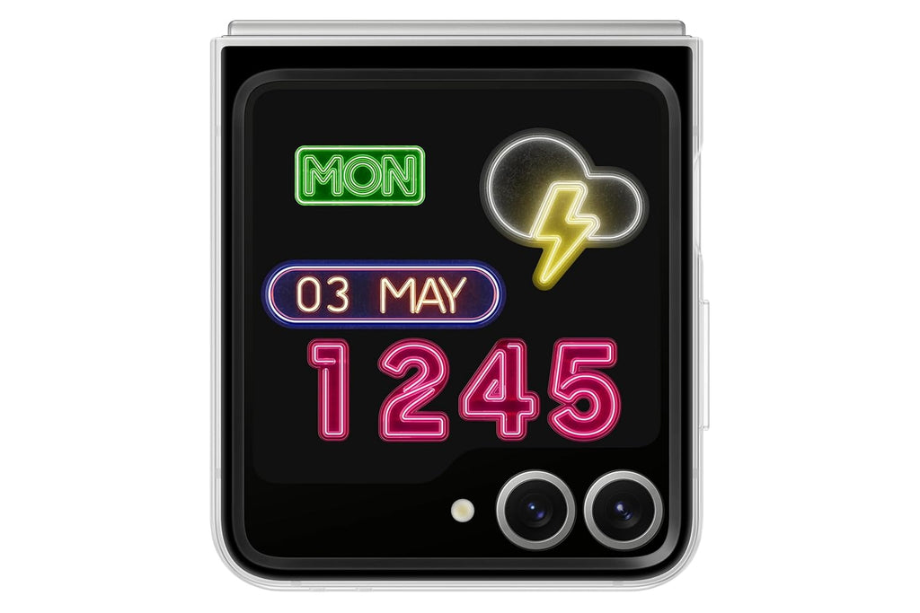 Samsung Galaxy Z Flip6 Flipsuit Case – Neon Card Gray | LED Animation | Eco-Friendly | Suraj Electronics Delhi NCR