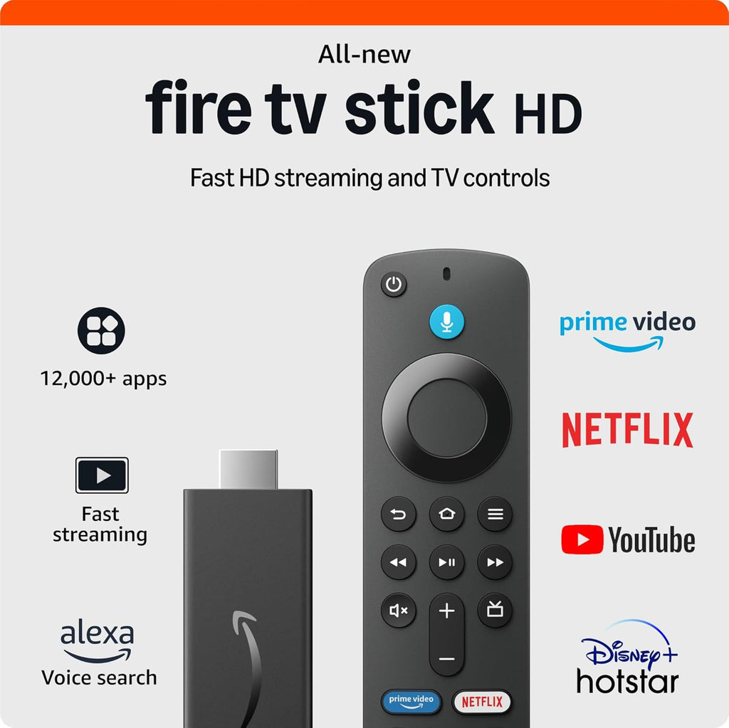 Amazon Fire TV Stick HD 2025 with Alexa Voice Remote (Full HD Streaming, TV Power & Volume Control, Smart Home Integration, Dolby Audio)