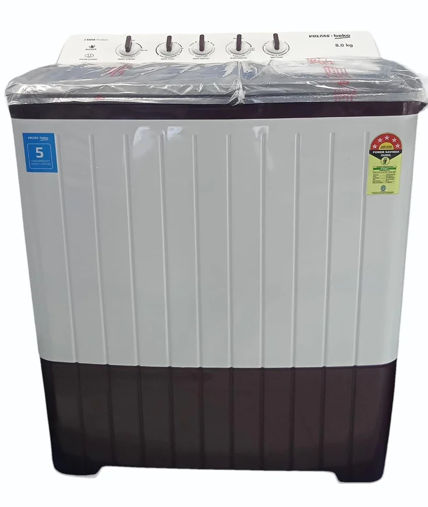 Voltas Beko WTT80UHA/BRSSWH5PODE 8 Kg Semi-Automatic Top Load Washing Machine – 5 Star, Soft Close Lid, Double Waterfall | Burgundy