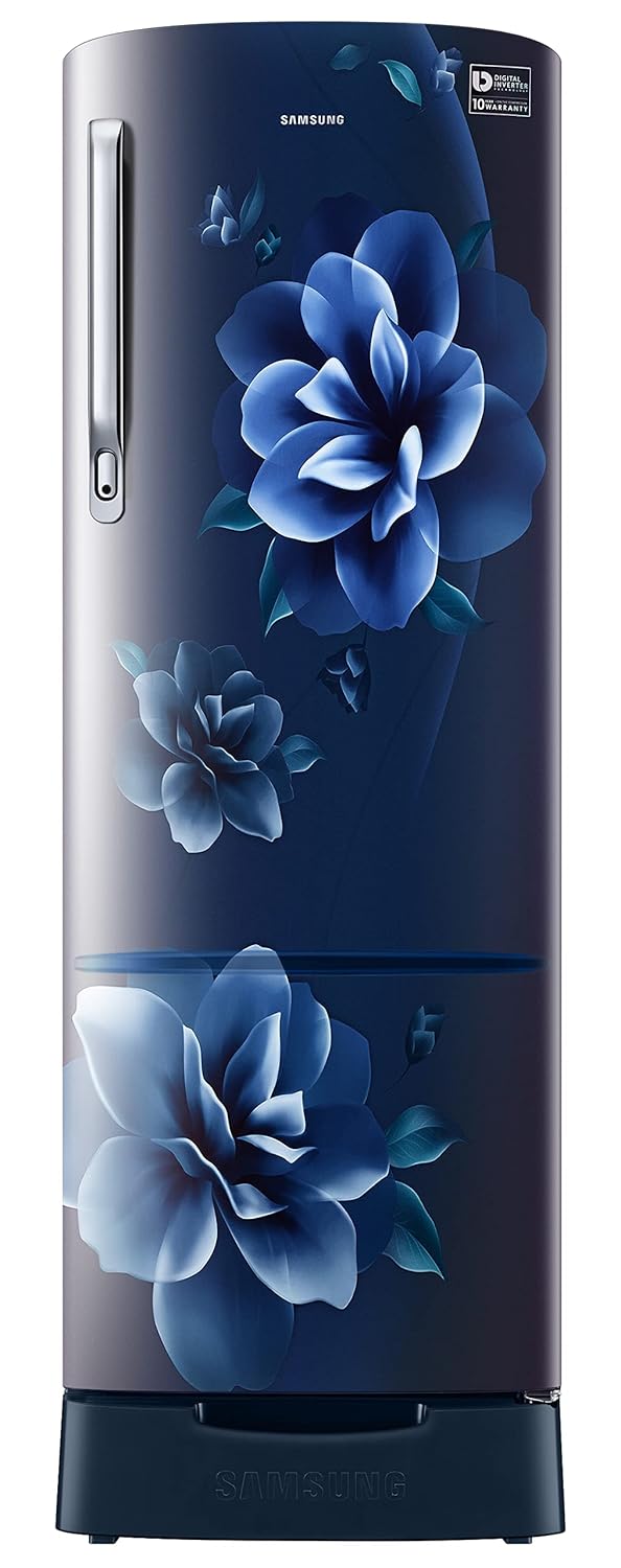 Samsung RR26C3893CU/HL 246L 3 Star Inverter Direct-Cool Single Door Refrigerator Appliance (Camellia Blue) Base Stand Drawer