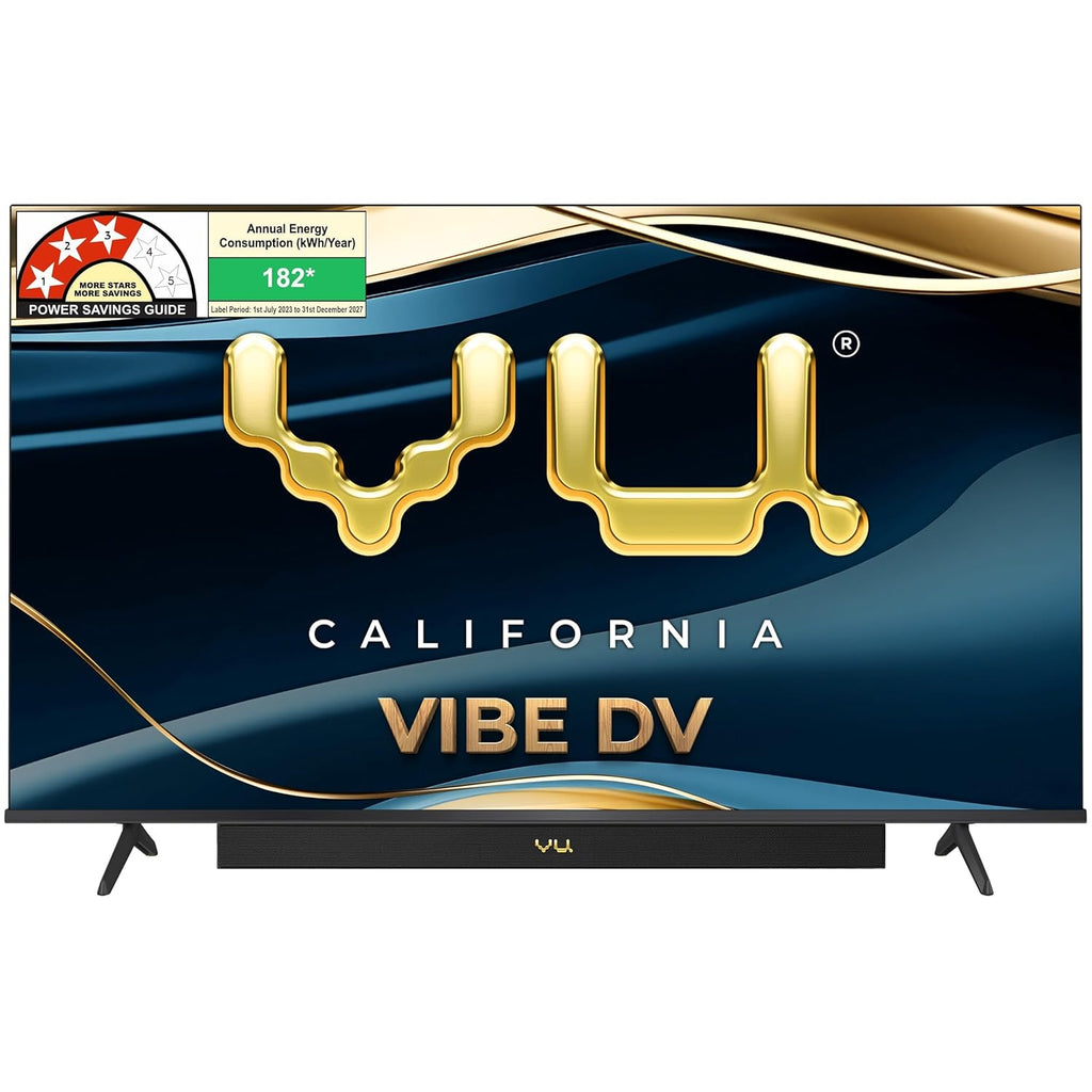 VU 55VIBE-DV – 3 Year Warranty 55 Inch 4K QLED Google TV (2025 Model) with Dolby Vision & Atmos, 88W Soundbar, HDMI 2.1, MEMC, AI Processor & Bezel-Less Design