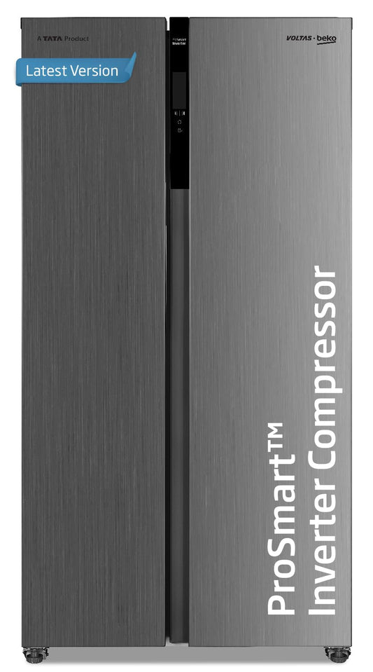 Voltas Beko RSB495/FPV300RXID 472 L Inverter Frost Free Side-by-Side Refrigerator (Inox Steel) with ProSmart Compressor, Multi Airflow & Electronic Temperature Control