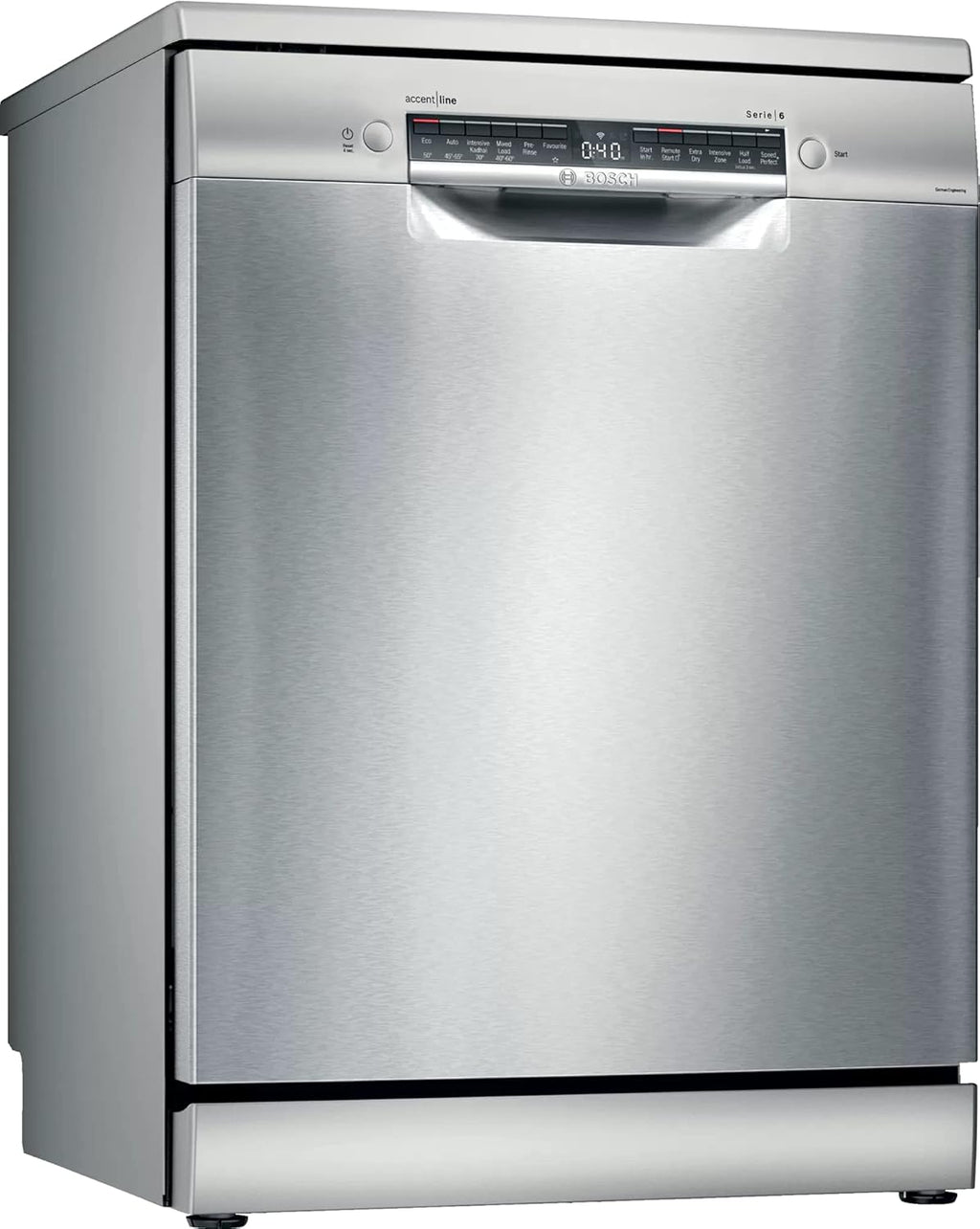 Bosch SMS6HVI01I 14 Place Settings Freestanding Dishwasher (Fingerprint-Free Steel) | Home Connect IoT | Intensive Kadhai Wash | EcoSilence Drive | ExtraDry