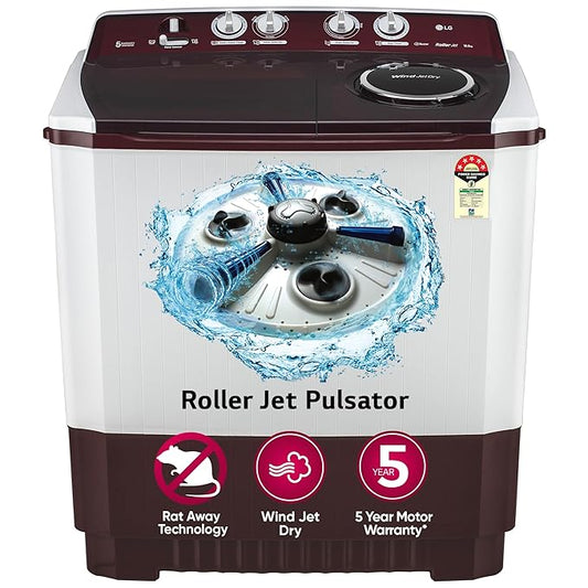 LG P105ASRAZ 10.5 kg 5 Star Wind jet dry Semi-Automatic Top Load Washing Machine ( Burgundy, Roller Jet Pulsator)