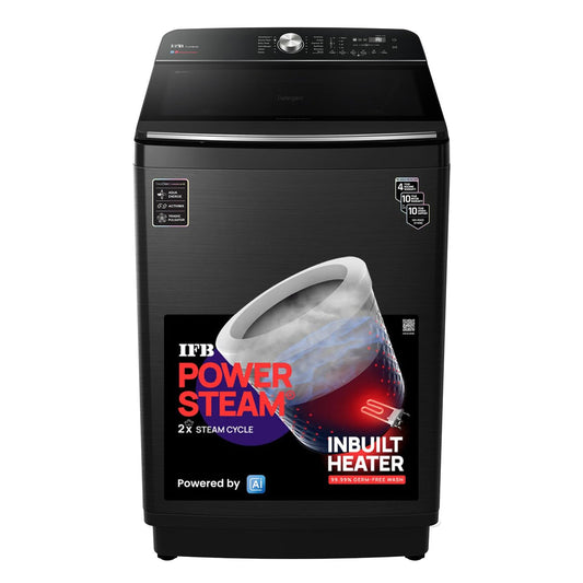 IFB TL121BL4SN 12 Kg 5 Star AI Powered Fully Automatic Top Load Washing Machine (2025 Model, DeepClean®, PowerSteam®, Inbuilt Heater, Black VCM)