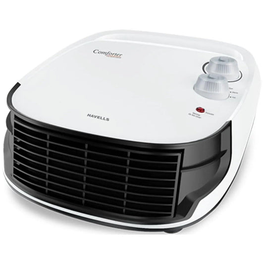 Havells Comforter 2000 Watt Room Heater with Overheat Protection| Easy to Carry for Bedroom and Office| Adjustable Thermostat Control Knob & Adjustable Vent for Air Delivery (White and Black) GHRFHAGW200