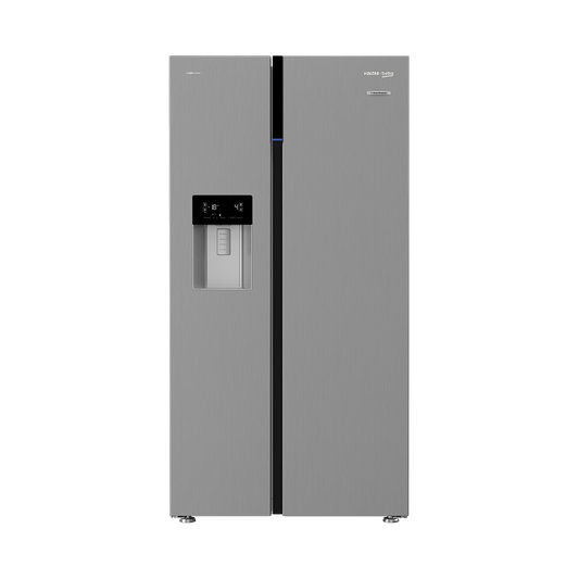Voltas Beko RSB655XPRF 634L Side by Side Refrigerator with StoreFresh+, NeoFrost Dual Cooling & Inverter Compressor (Inox, Automatic Water & Ice Dispenser)