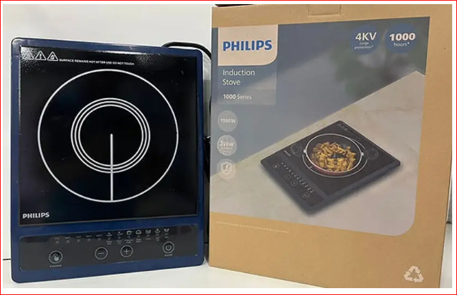 Philips HD4944 1500W Induction Cooktop | Push Button Controls | 4KV Surge Protection | 3-Year Coil Warranty | Fast & Efficient Cooking