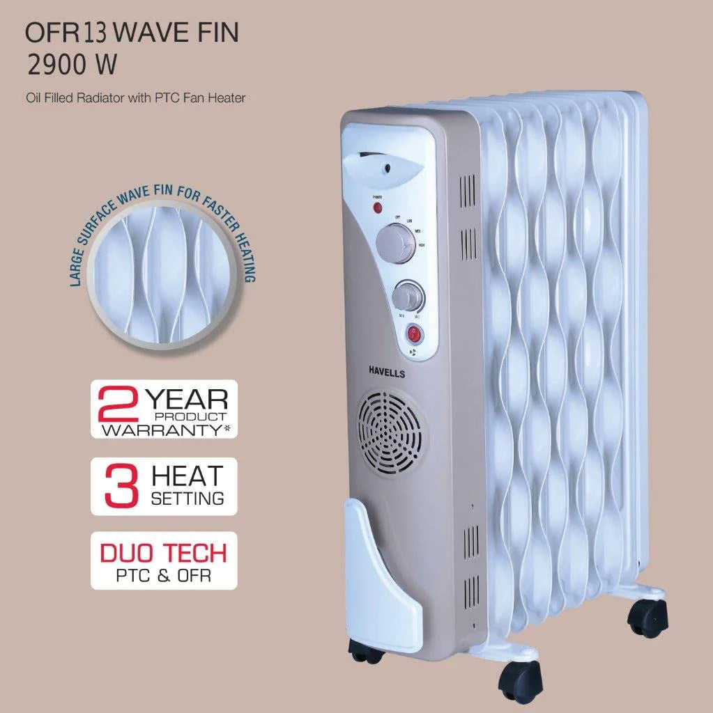 Havells OFR 13 Wave Fins with Fan Beige 2900 W