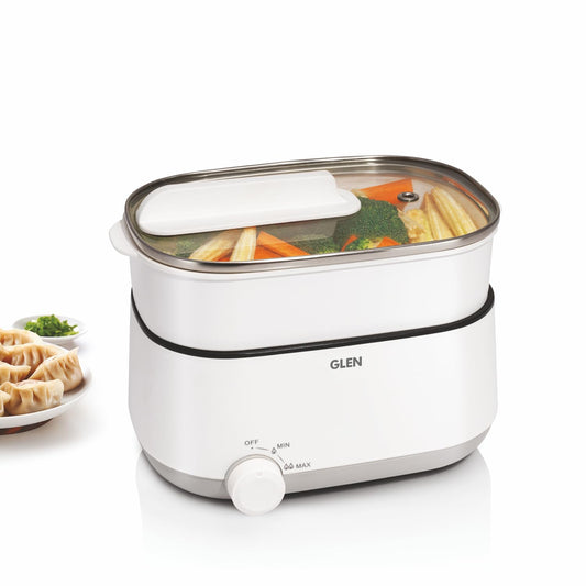 Glen SA-3051MFS 3-in-1 Multi Cooker &amp; Food Steamer | 600W | 1.2 L | Non-Stick Pot | Dual Power Settings | Suraj Electronics Delhi NCR