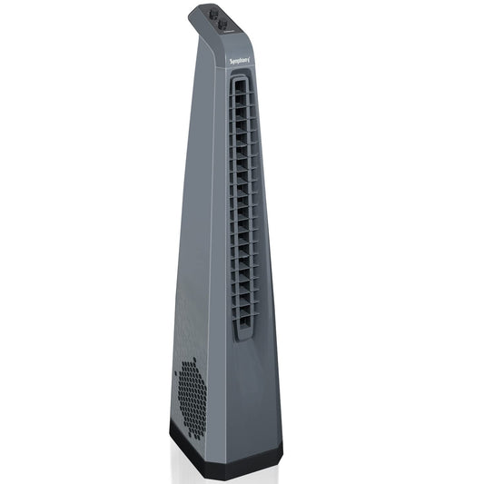 Symphony Surround Bladeless Tower Fan for Room & Office | High-Speed with Swivel Action & Simple Knob Control | Low Power Consumption | 1 Year Warranty | Grey