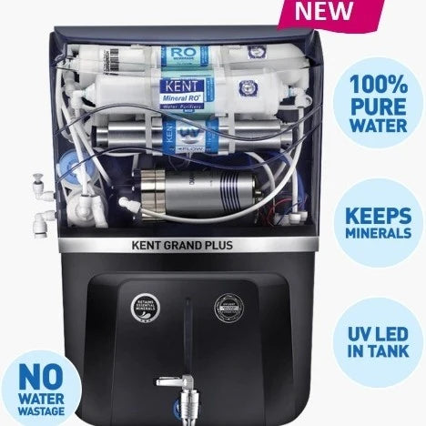 Kent NEW GRAND PLUS Bold & Black 9 Ltr Ro+double Uv+ Uf+Tds