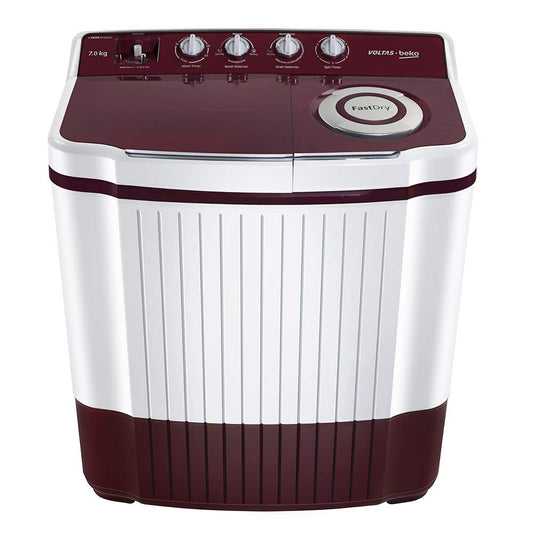 Voltas Beko 7Kg Semi Automatic Top Loading Washing Machine (WTT70ALIM,Burgundy)