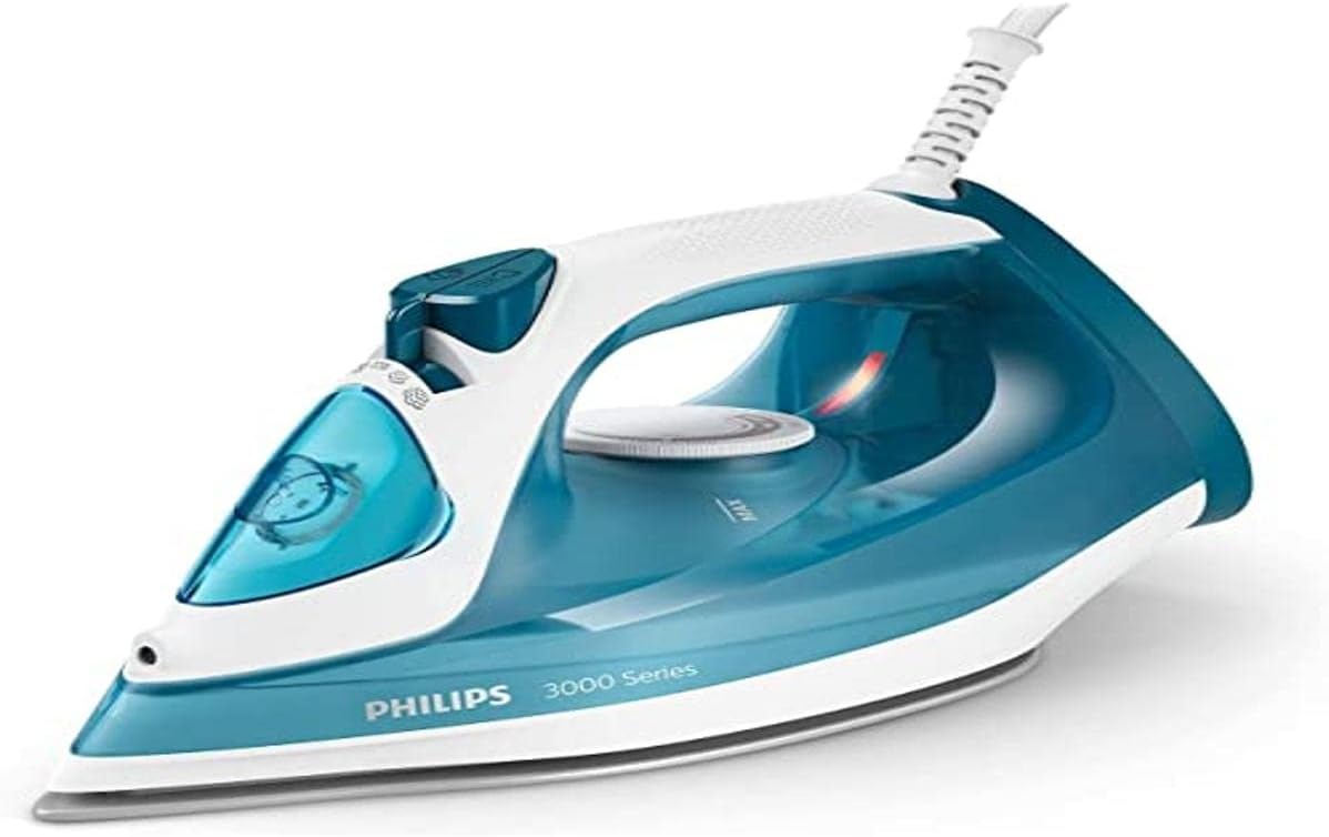 Philips DST3011/20 2100W Steam Iron with Ceramic Soleplate, 30g/min Continuous Steam & Steam Control – Blue (3000 Series)