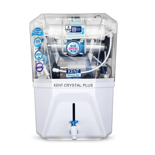 KENT Crystal Plus Alkaline RO + UV + UF + TDS Control + in-Tank UV Water Purifier 11 L | 20 L/hr Water Purification | Zero Water Wastage Technology