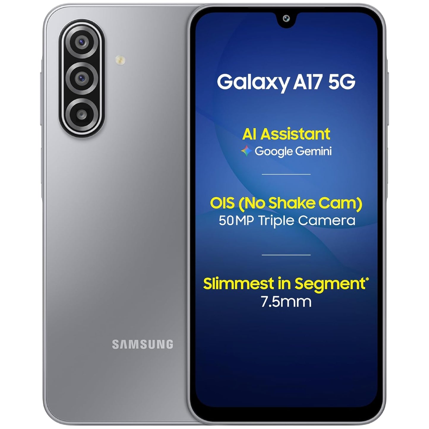 Samsung Galaxy A17 5G (Gray, 8GB RAM, 256GB Storage) | 50 MP No Shake Camera | Gemini Live | Circle to Search | Super AMOLED | Corning Gorilla Glass Victus | 7.5mm Sleek | AI | Without Adapter