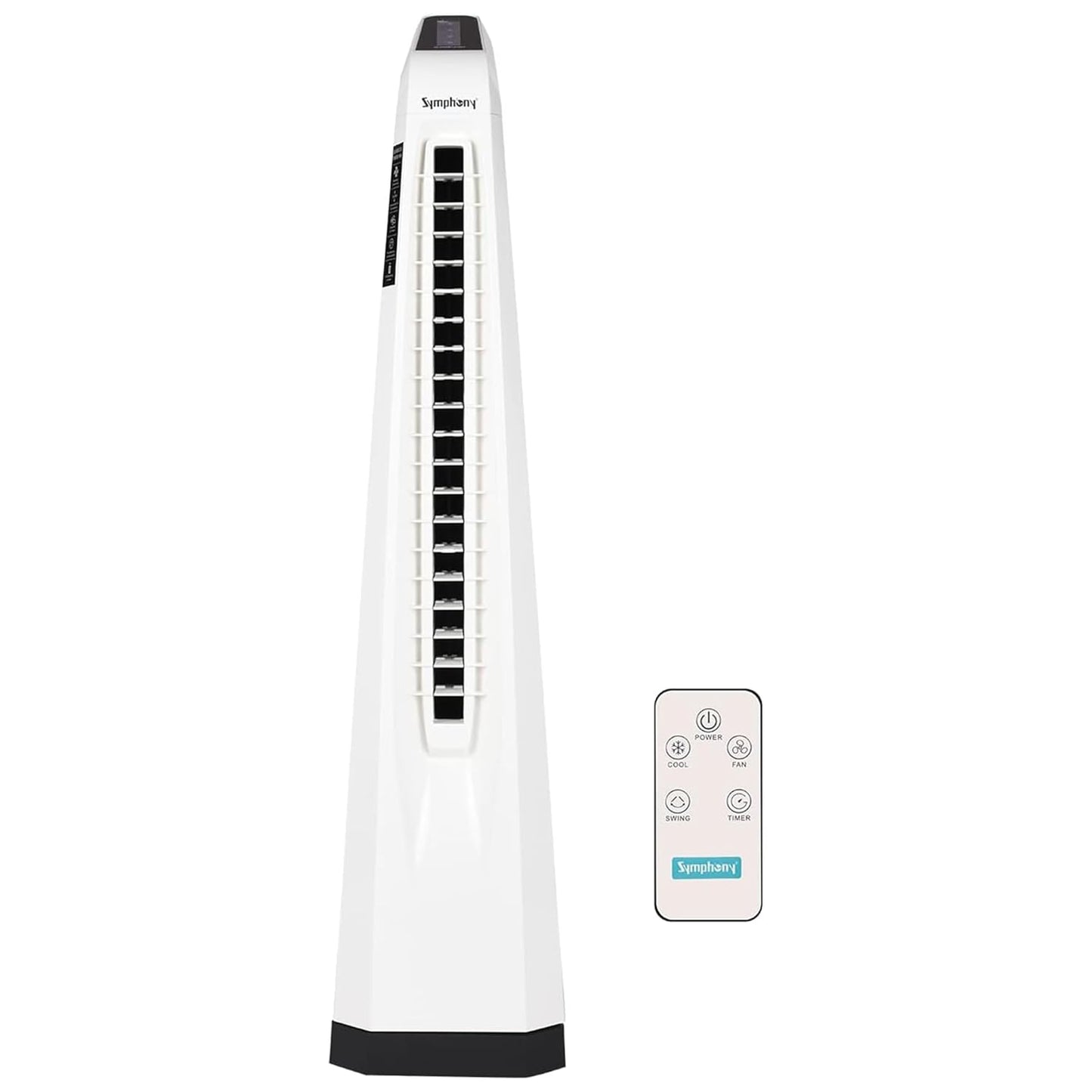 Symphony Surround-i Bladeless Tower Fan for Room | High-Speed with Swivel Action, Touchscreen Control Panel & Remote | 1 Year Warranty | White