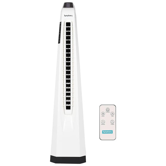 Symphony Surround-i Bladeless Tower Fan for Room | High-Speed with Swivel Action, Touchscreen Control Panel & Remote | 1 Year Warranty | White