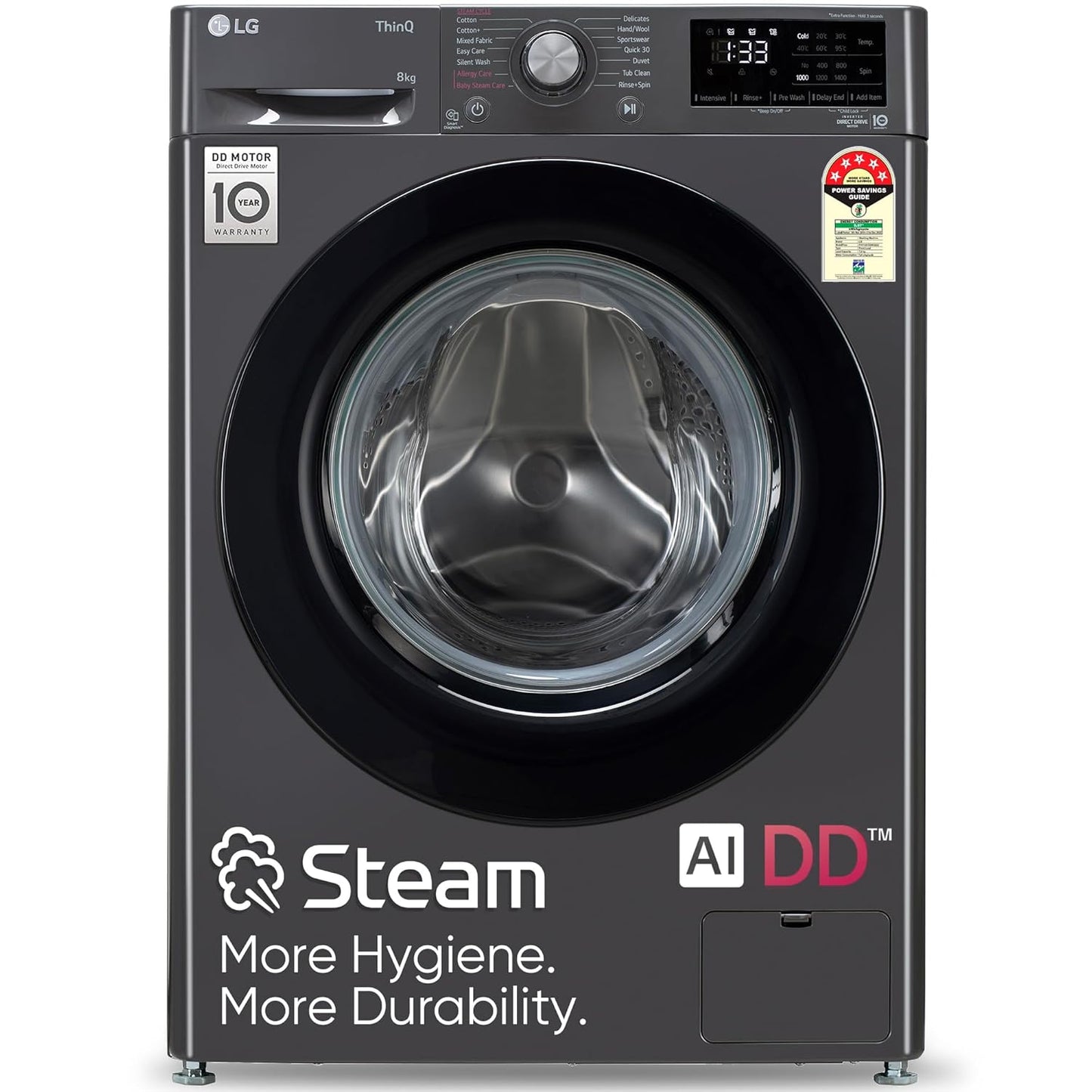 LG FHP1208Z3M 8 Kg 5 Star AI Direct Drive Front Load Washing Machine with Steam &amp; 6 Motion DD | Suraj Electronics Delhi NCR
