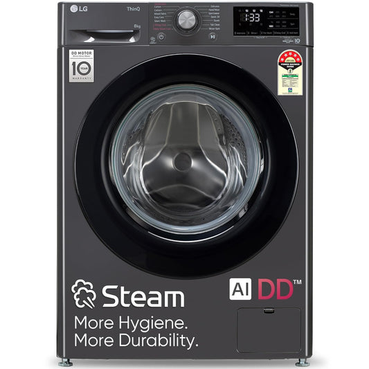 LG FHP1208Z3M 8 Kg 5 Star AI Direct Drive Front Load Washing Machine with Steam &amp; 6 Motion DD | Suraj Electronics Delhi NCR