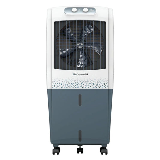 Havells KoolGrande GHRACCE090 90L Desert Air Cooler | 3-Side Honeycomb Pads with Bacteria Shield, Ice Chamber, Bed Height Fan, Inverter Compatible | White & Grey