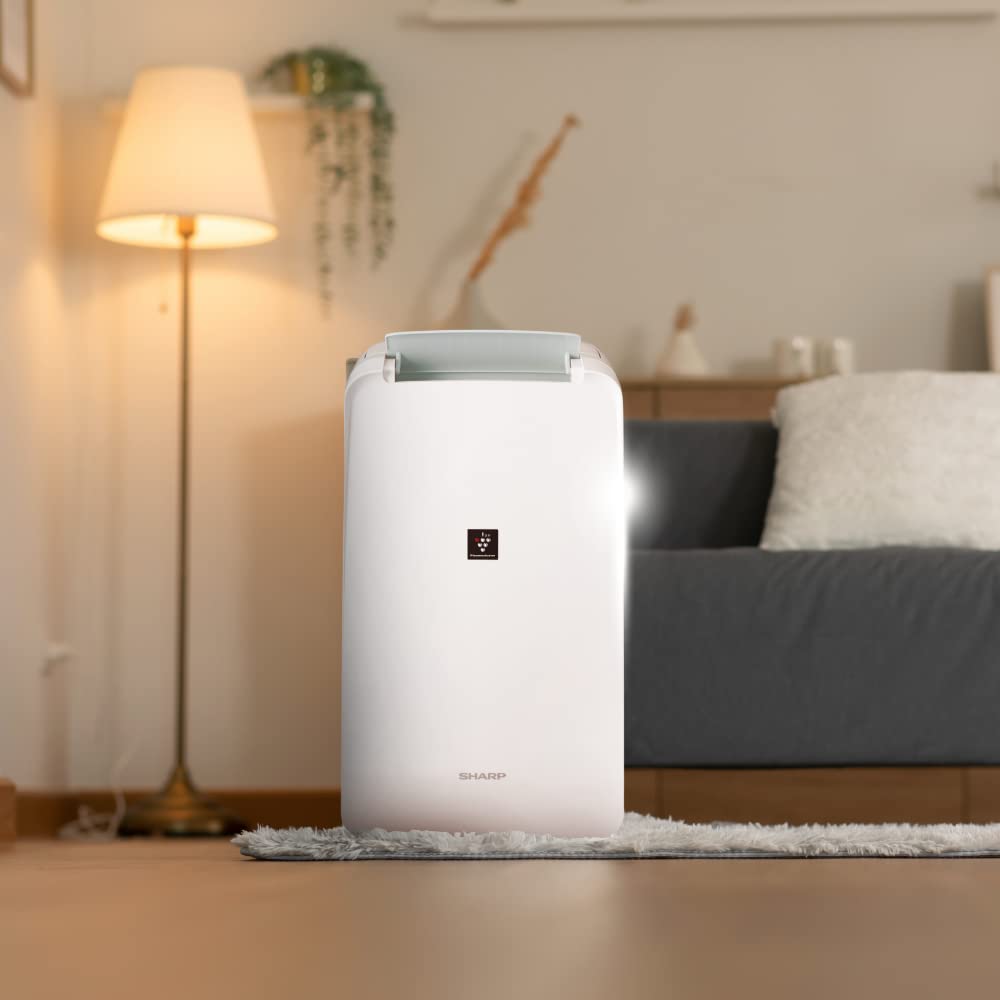 SHARP DW-P10M-W Electric Dehumidifier with Plasmacluster Technology – 10L/Day Moisture Removal, Clothes Dryer Mode, 250 Sq. Ft. Coverage, Dual Drainage