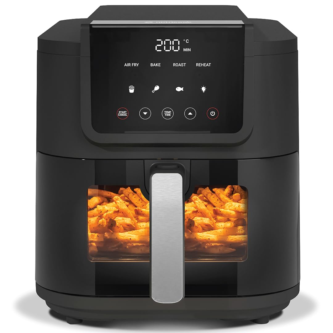 Nutricook NC-AFS100IN 5L Air Fryer Slim with Clear Window, 10 Presets, ProCyclone Tech, 1500W – Rose Gold