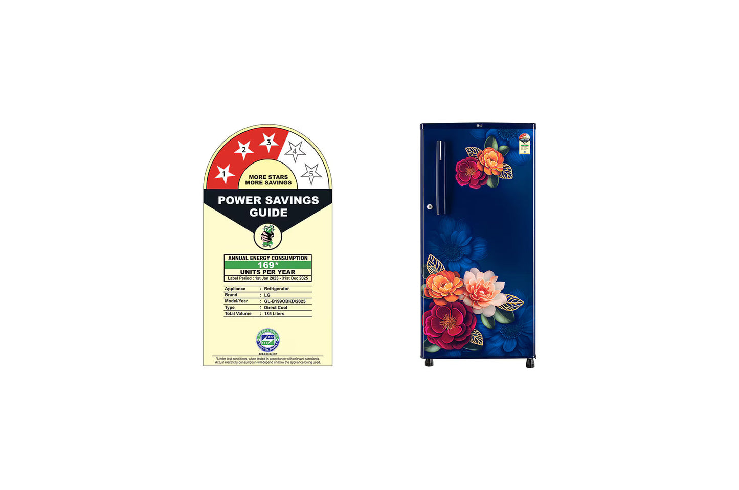 LG- GL-B199OBKD 185 L 3 Star Direct-Cool Single Door Refrigerator |Stabilizer Free Operation | Toughened Glass Shelve