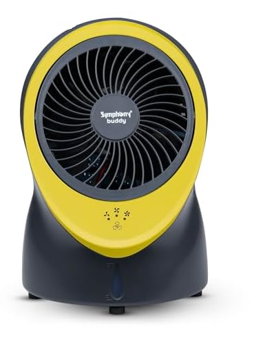 Symphony Buddy Mini Portable Tabletop Air Cooler for Home and Office with Whisper Quiet Operation and Touch Control (Yellow)