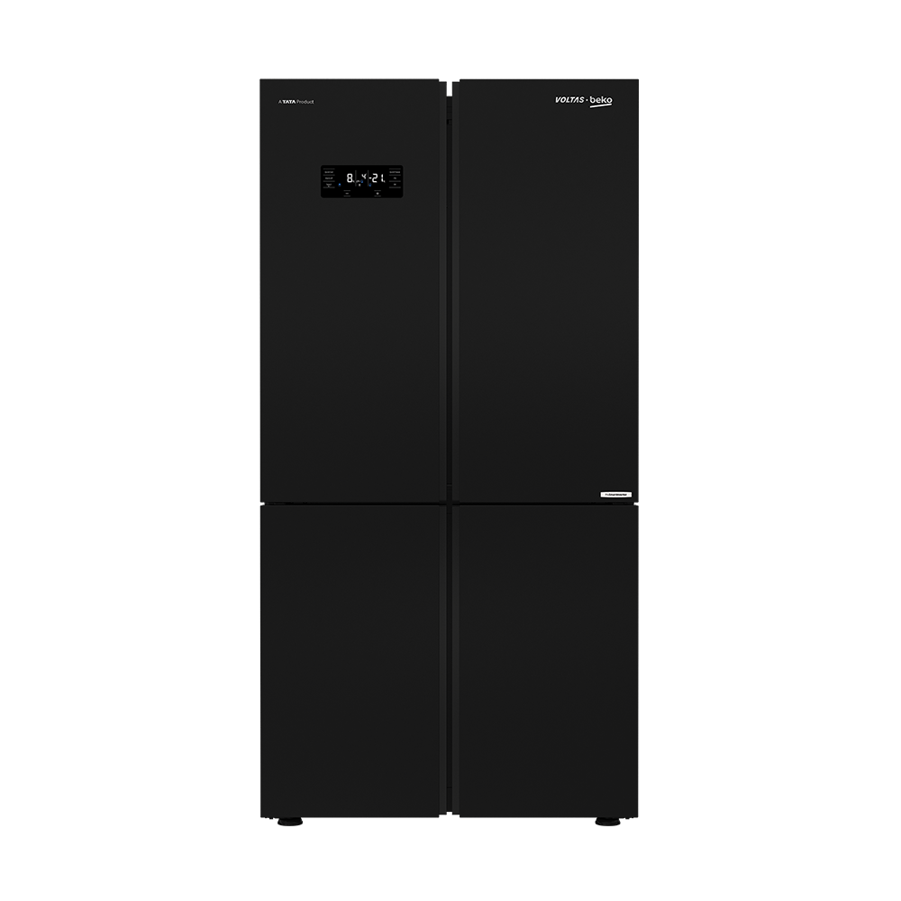 Voltas Beko RSB64GF 626 L 4 Door Side-by-Side Refrigerator | Black Glass Finish | Convertible Zones | NeoFrost Dual Cooling | ProSmart Inverter Compressor