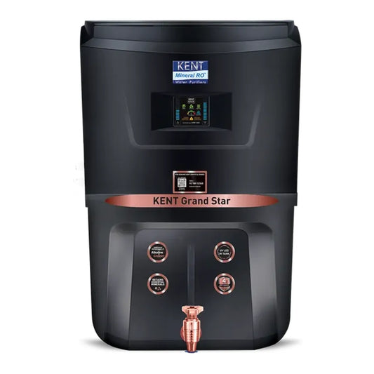 KENT Grand Star RO+UV+UF+TDS+Copper+Alkaline Water Purifier | 9L | 20 LPH | UV-in-Tank | Black