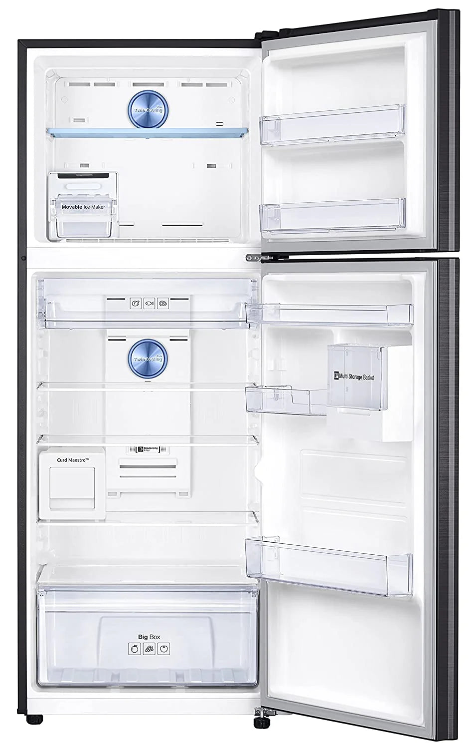 Samsung RT42C5C52BS/HL 376L 2 Star Inverter Frost-Free Convertible 5 In 1 Curd Maestro Double Door Refrigerator (Black Inox)