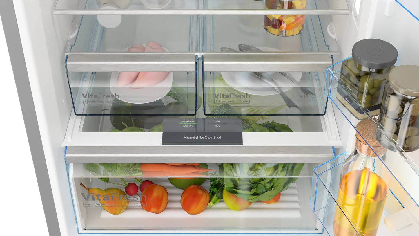 Bosch KGN56CX41I 508L Frost-Free Bottom Freezer Refrigerator | 2 Star Inverter | Black Inox | VarioInverter Compressor