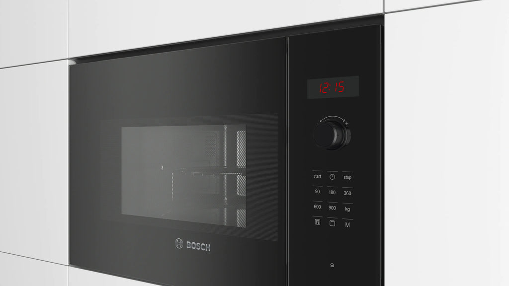 Bosch BEL553MB0I Series 6 Built-In Microwave Oven – 25L, Black, LED Display, Grill Function, Stainless Steel Cavity
