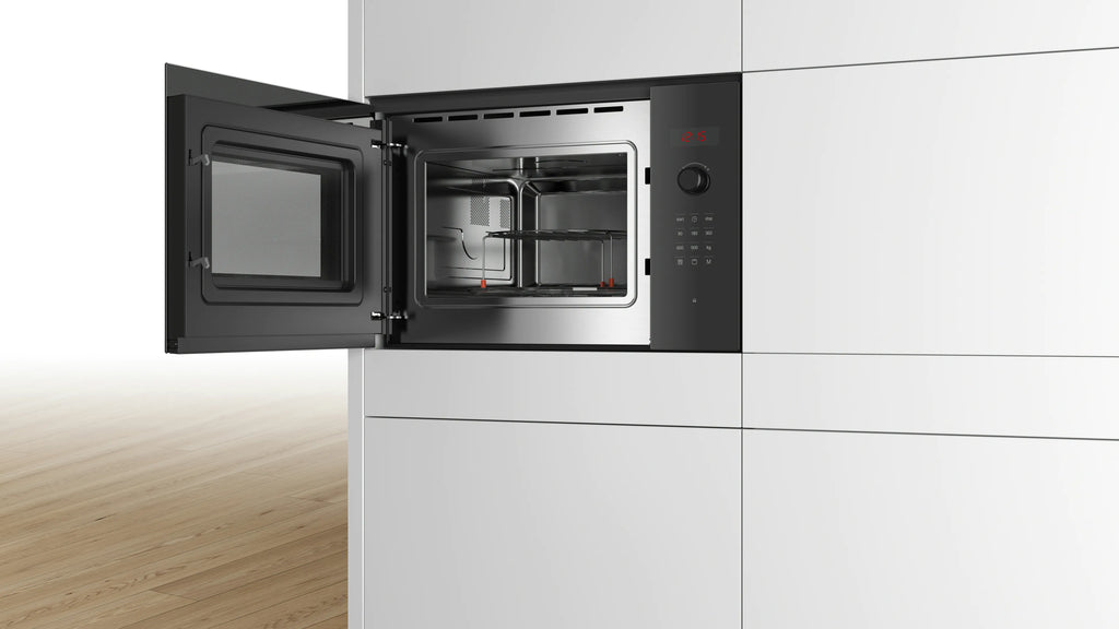 Bosch BEL553MB0I Series 6 Built-In Microwave Oven – 25L, Black, LED Display, Grill Function, Stainless Steel Cavity