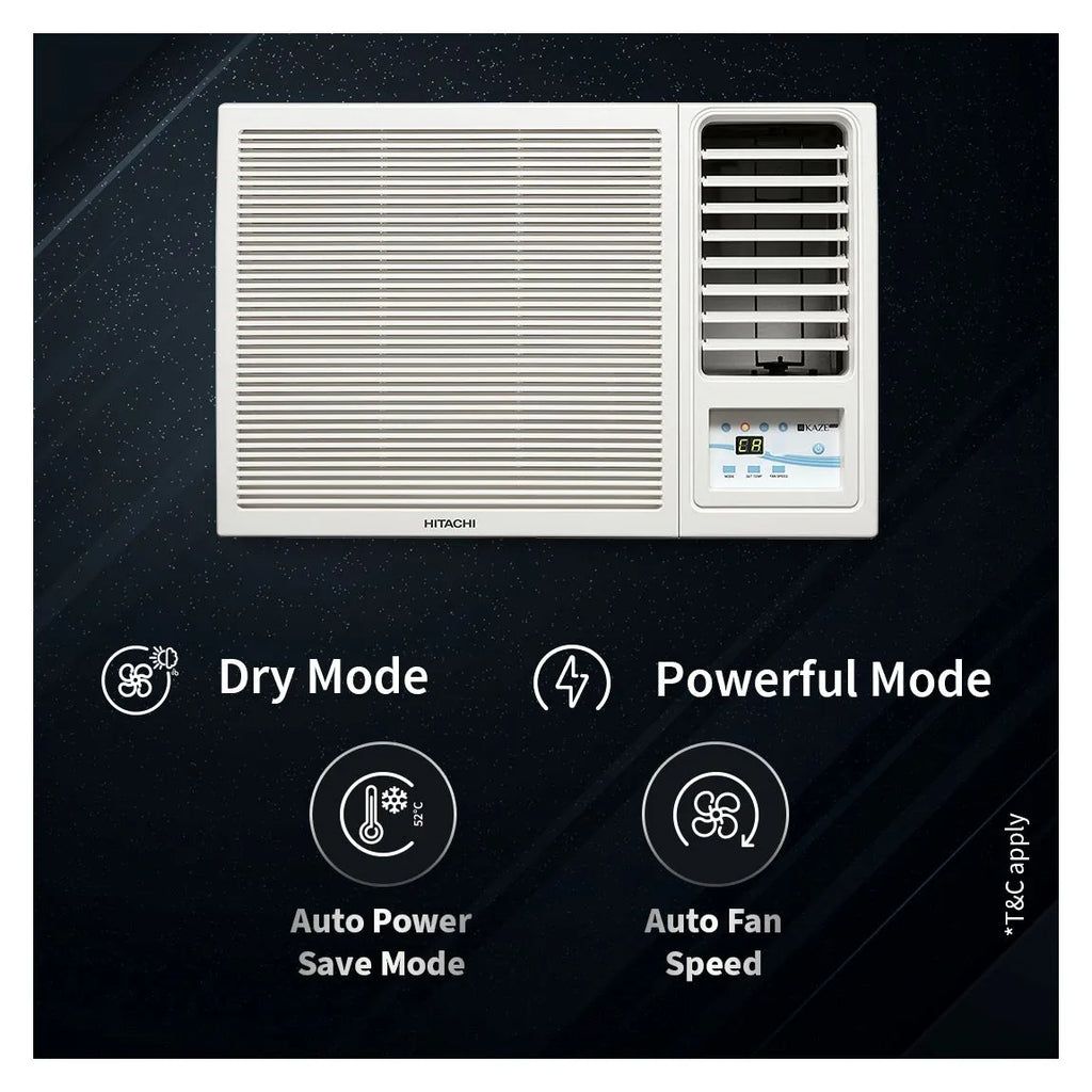 Hitachi RAW318HHEO 1.5 Ton 3 Star Inverter Window AC (Copper Condenser, R-32 Refrigerant, White)