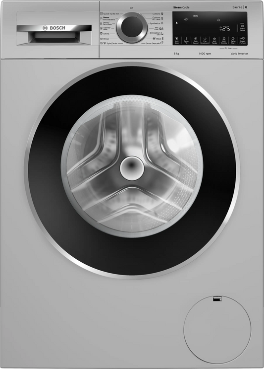 Bosch Series 4 washing machine, front loader 8 kg 1400 rpm — WGA2341SIN — product view