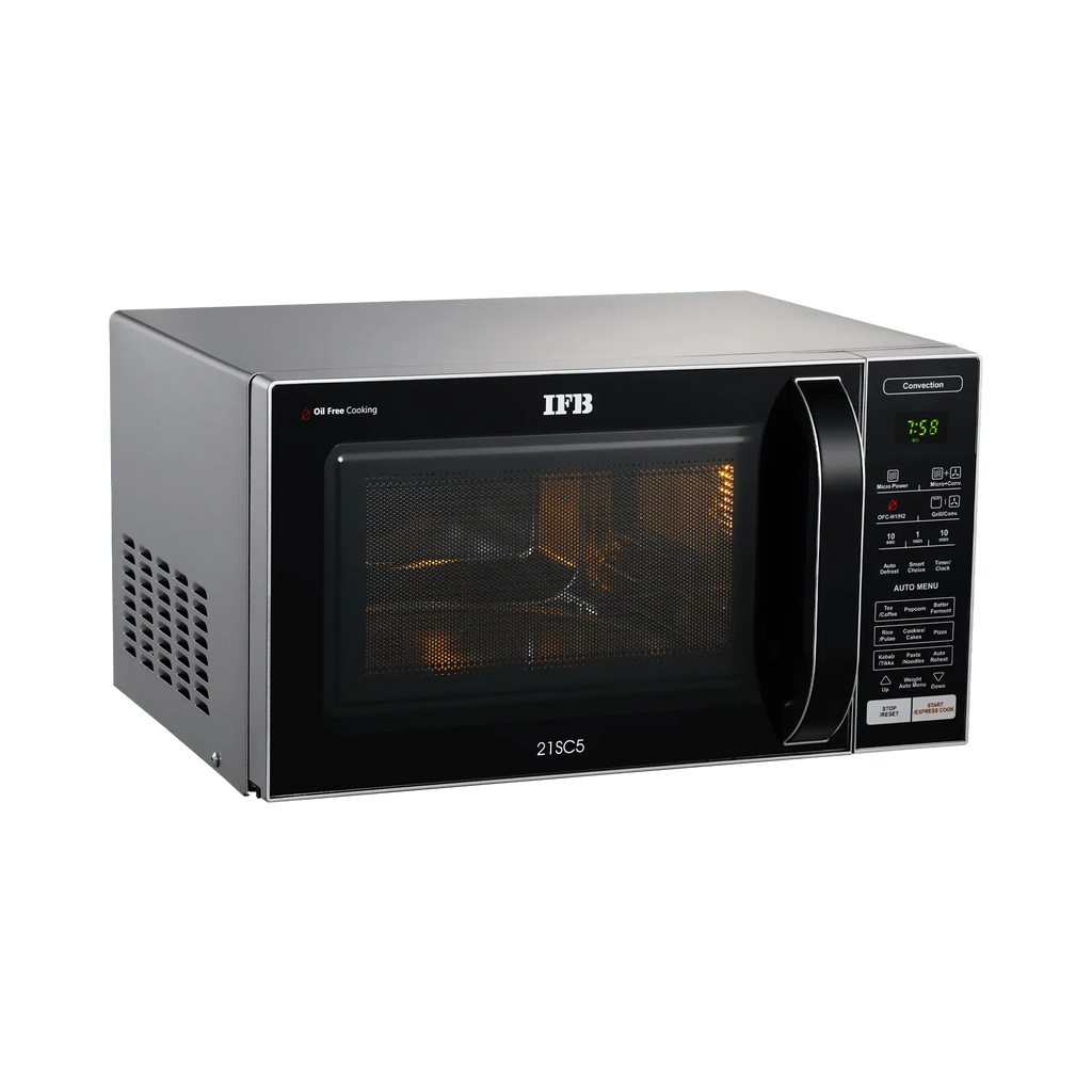 IFB 21SC5 21 L Convection Microwave Oven (Metallic Silver) | 71 Auto Cook Menus | Steam Clean | Oil-Free Cooking | Grill, Bake, Reheat & Ferment | 3-Year Magnetron Warranty